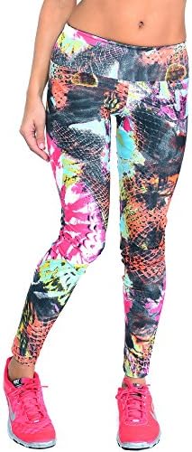 Lino Fitness Womens Active Workout Printed Capri Ankle Leggings Fitted Stretch Tights Medium/Large (Fits USA Sizes 8-12), Happy Jungle Print