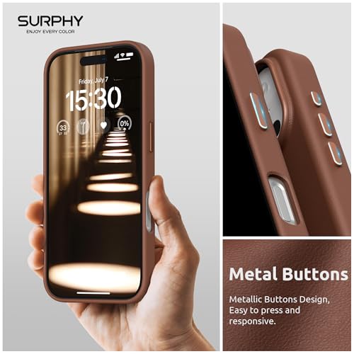 SURPHY PU Leather Case for iPhone 17 Pro MAX (6.9") Case Compatible with MagSafe, Leather Case with Precise Cutouts, Brown
