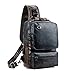 Small Blue Sling Crossbody Backpack Shoulder Bag for Men Women Vintage PU Leather CrossBody One Strap Casual Sling Backpack Cycling USB Charger
