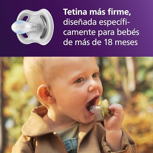 Philips Avent Ultra Air Pacifiers: Anatomically Designed, for Babies 18+ Months, Soft Silicone Symmetrical Teat BPA-Free with 2 Sterilizer Cases, 4-Pack, SCF349/55
