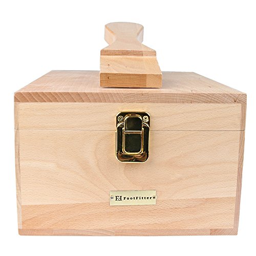 FootFitter Shoe Shine Valet Box with Shoe Rest - Genuine Hardwood Box for Shoe Care Supplies!