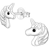 Unicorn 925 Sterling Silver Stud Earrings, Very Tiny Minimalist Jewelry