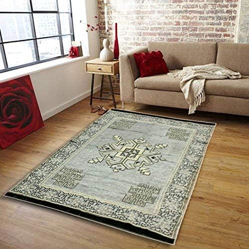 STOP N SHOPP Zeometric Ethnic Velvet Touch Abstract Chenille Carpet (5Feet X 7Feet) Multi