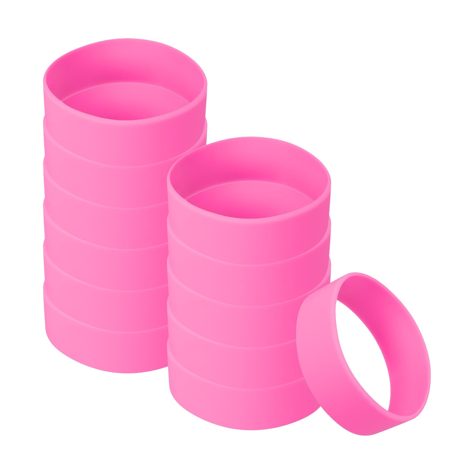 PATIKIL Silicone Bracelets, 12 Pack Rubber Elastic Colored Blank Broaden Wristbands Stretch Sports Bands for Adults Teen Sports Team Games, Pink