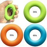 Grip Strength Rings Stress Relief Squeeze Exercise Balls Sandstrom 3-in-1 (30lb, 40lb, 50lb) for Muscle Built, Physical Therapy, Office Stress Relief