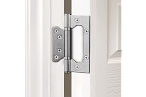 VOLUKA 6 Pack Non-Mortise Door Hinges - Easy to Install, 4" × 3" Stainless Steel Door Hinges - Smooth Movement and Heavy Duty, Silver