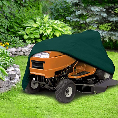 Ecover Dustproof Lawn Mower Cover Riding Lawn Tractor Cover UV Protection Universal Fit with Drawstring Cover Storage Bag, L6.4 x W5.4 x H4.6ft Dark Green