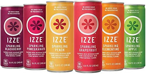 IZZE Sparkling Juice, 6 Flavor Sampler Variety Pack, 8.4oz Cans, 12 Count (3 pack)