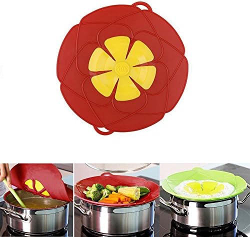 Spill Stopper Lid Cover ,Boil Over Safeguard,Silicone Spill Stopper Pot Pan Lid Multi-Function Cooking Tool ,Great Kitchen Gadgets,Great Christmas Gift for Cooking lover,Parents,Friends1Pcs(Green/ Red