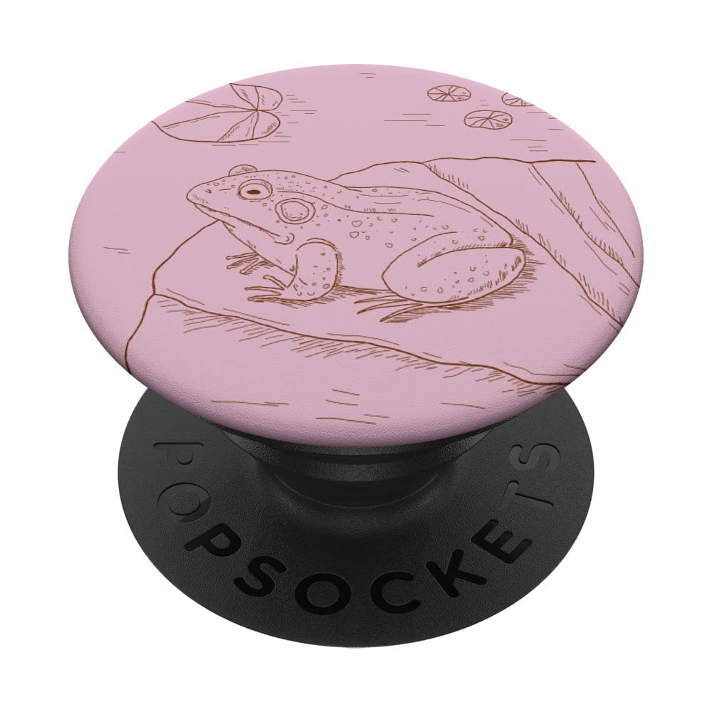 Cottagecore Frog Pastel Abstract Line Art Floating Roses PopSockets Swappable PopGrip