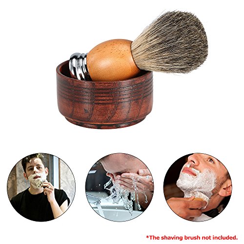 Anself Wooden Shaving Brush Bowl Shave Mug Cream Soap Cup Face Cleaning Soap Bowl - Thumbnail 2