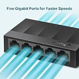 TP-Link LS1005G 5-Port Gigabit Ethernet Switch Hub Plug and Play Plastic Black view 2