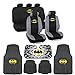 Batman Front & Rear Car Seat Covers, Rubber Floor Mats and Sunshade Gift Set - Warner Brothers 14 Piece Official Licensed Auto Accessories Bundle