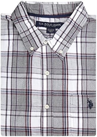 U.S. Polo ASSN. Men's Gray Plaid Long Sleeve Button Down Shirt