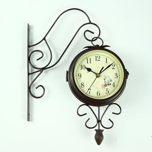 European Retro Double-sided Wall Clock Creative Living Room Wrought Iron Mute Fashion Wall Clock
