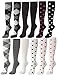 OSABASA Womens Casual Knee Socks 3Pairs Solid & Heart & Argyle &leopard Pattern Colors Fashion Socks