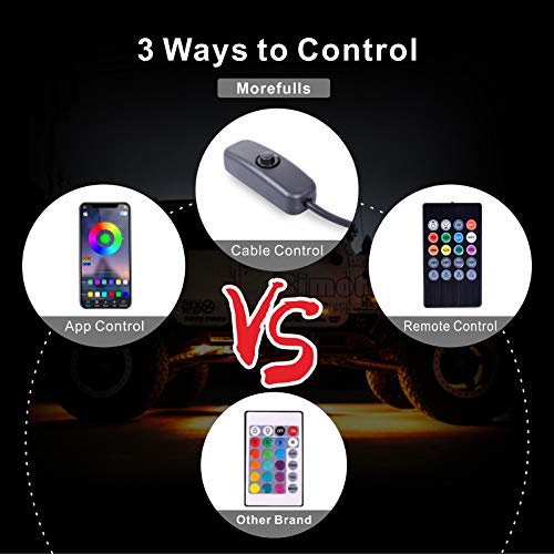 Morefulls-LED-Rock-Lights-Multicolor-Exterior-Light-RGB-Underglow-Neon-Lights-4-Pods-Waterproof-with-APP-Control-Music-Mode-for-Truck-Car-UTV-ATV-SUV-Jeep-4X4