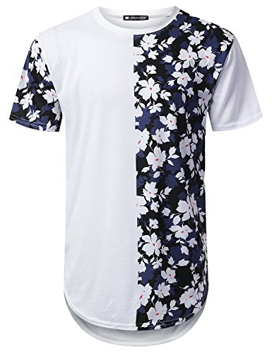 Urbantops mens hipster hip hop half panel floral longli…