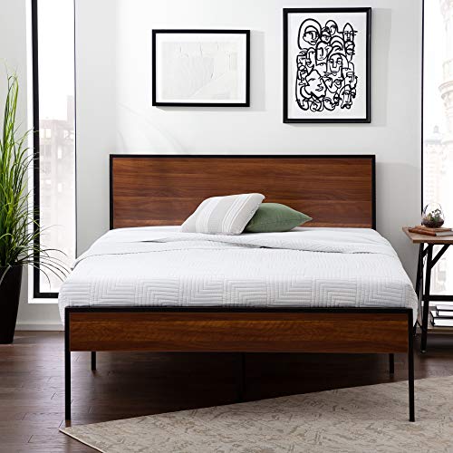 Edenbrook Bed Frame Metal Platform Bed Wood Headboard and Footboard