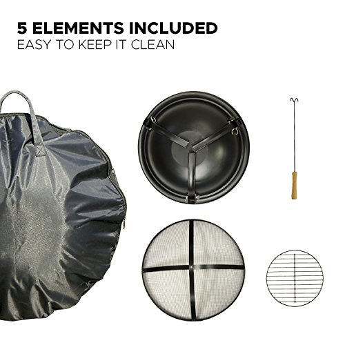 Durable 22-inch Portable Folding Fire Pit with Carrying Bag and Fire Poker