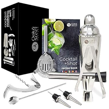 10 Stk Professionelles Cocktail Shaker Set +Cocktailbuch - Barstößel