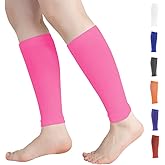 Novetec Calf Compression Sleeves for Men & Women (20-30mmhg) - Leg Compression Sleeve for Running, Cycling, Shin Splints Support, Relieve Legs Pain, Travel (One Pair)(Pink,X-Large)