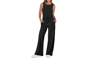 Caracilia Womens Jumpsuits Casual Dressy Rompers One Piece Wide Leg Pant Suit Summer 2024 Comfy Jumper Travel Outfits