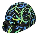 Equestrian Riding Helmet Cover - Royal & Lime Ribbons