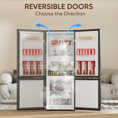 Upstreman 7.1 Cu.Ft Refrigerator with Bottom Freezer, Apartment Fridge with Freezer, Energy-efficient, Large Capacity, Adjustable Thermostat, Refrigerator for Apartment, Kitchen, Dorm(BM71)