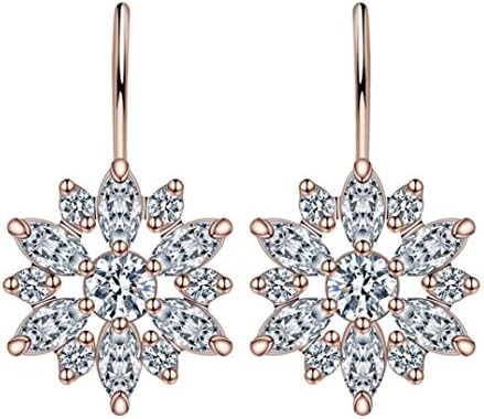 Women's Silver/Gold Color Zircon Inlaid Crystal Flower Earring Clip On Jewellery 1 Pair