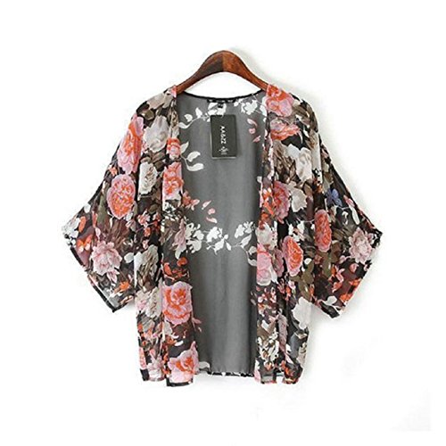 Sandistore Womens Shawl Kimono Chiffon Cardigan Coat Jacket (M)