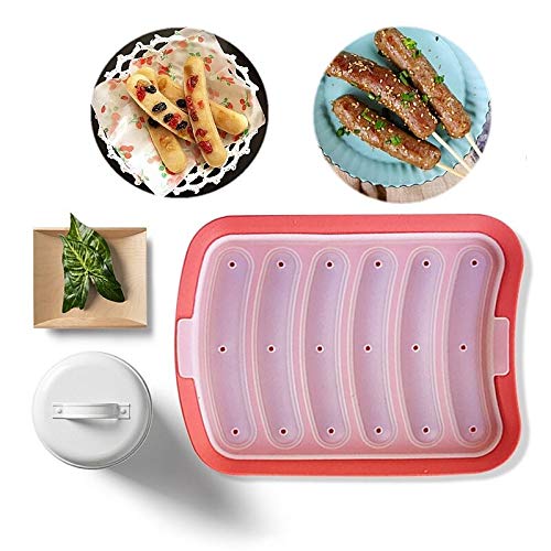 Non-Stick Silicone Sausage Mold for Homemade Hot Dogs, DIY Hot Dogs, FDA Approved and BPA Free, Hot Dog Mold for Oven and Microwave (Red, 6-Cavity) - Thumbnail 4