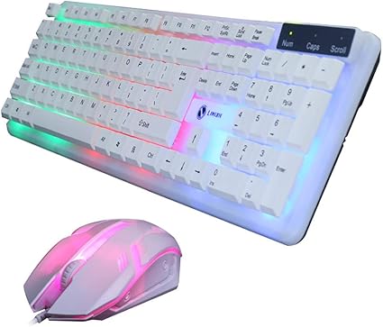 Amazon Co Jp Amaping ゲーミングキーボードマウスコンボ Rgb Ledバックライト104キー Usb有線人間工学リストレスト キーボード プログラム可能な4 6ボタンマウス Windows Pcゲーマー用 キーボードマウスセット 430x 125x 30mm ホワイト Ckb