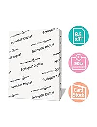 Tarjeta digital blanca Springhill, de 90 libras, tamaño carta, de 8,5 x 11, 92 brillante, fabricada en EE. UU., Blanco
