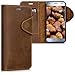 kalibri Genuine Leather Wallet Case for Motorola Moto X4 - Case with pocket and stand in brown