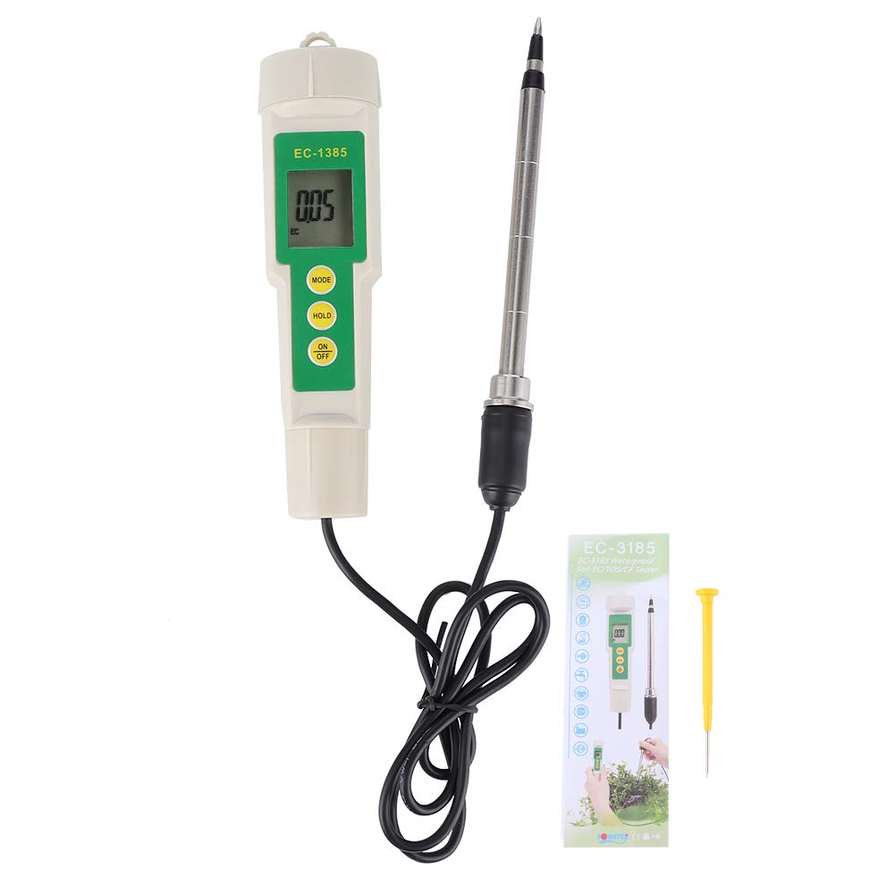 Zerodis Soil Tester,EC‑3185 Portable Soil EC/TDS/CF Tester Easy to Read High Accuracy Salinity Meter for Agricultural Horticultural Planting Garden Plants