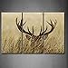 3 Panel Wall Art Deer Stag with Long Antler in The Bushes Painting The Picture Print On Canvas Animal Pictures for Home Decor Decoration Gift Piece (Stretched by Wooden Frame,Ready to Hang)