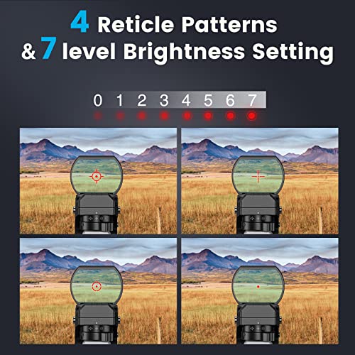 EZshoot Reflex Sight Red Dot – 33mm Lens, 4 Reticle Options, Absolute Co-Witness With 20mm Rail Mount – For Rifles, Shotguns, Airsoft