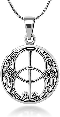 Suvani Jewelry Sterling Silver 22 mm Chalice Well Peace Garden Symbol of Avalon Glastonbury Amulet Necklace 18"