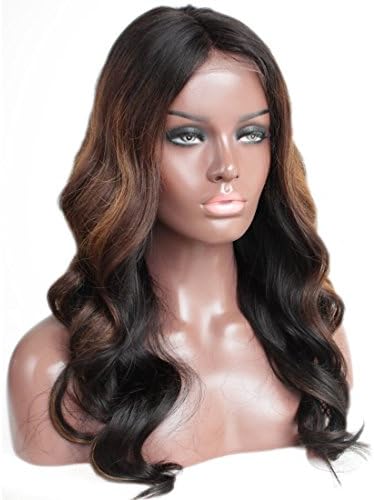Zana Body Wave Brazilian Virgin Glueless Lace Front Human Hair Wigs for Black Women Wavy Lace Wig with Baby Hair Bleached Knots Natural Hairline Ombre Highlight Color 130% Density(24 inch) ¡­
