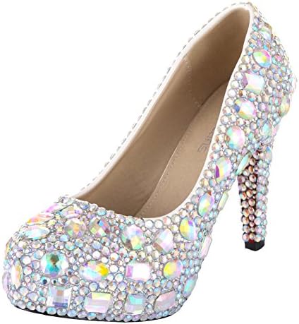 VELCANS Wedding and Prom Rhinestone Platform Shoes For Bridal,Bridesmaid With High Heel 4.7" (6.5 B(M) US, Colorful of High Heel 4.7")