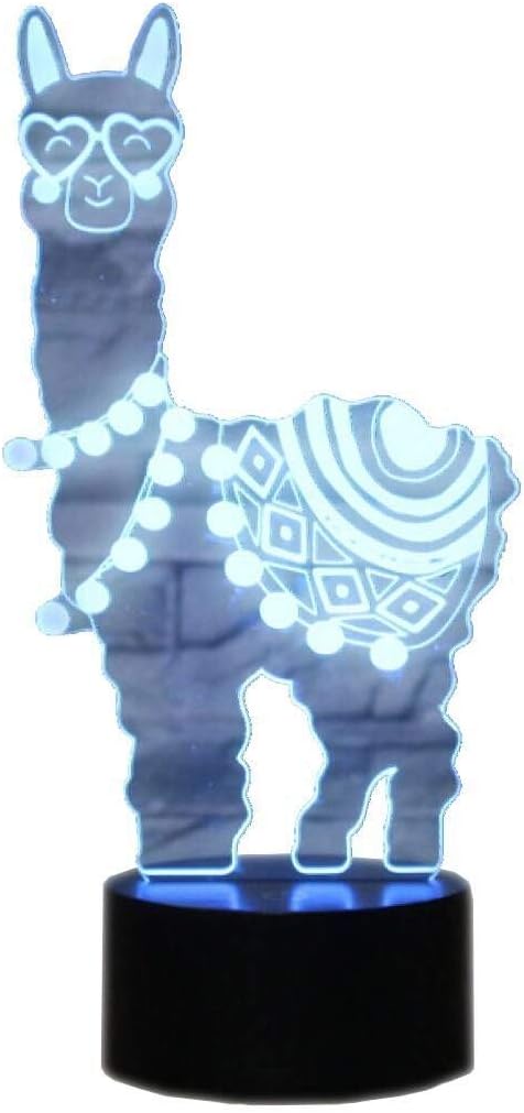 Novelty Llama 3D Illusion Lamp Alpaca, 7 Colors Flashing Bedroom Led Night Lights, USB Touch Sensor Desk Lamps for Kids Christmas Gifts