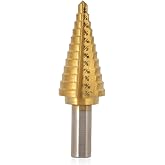 Saiper Titanium Step Drill Bit 3/16" to 7/8" (12 Step Sizes) HSS 4241 | Triangle Handle Step Drill Bits Drill Holes for Plastic, Aluminum, PV Plate