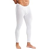 MIZOK Men's Ribbed Knit Compression Pant Cotton Thermal Leggings White XL