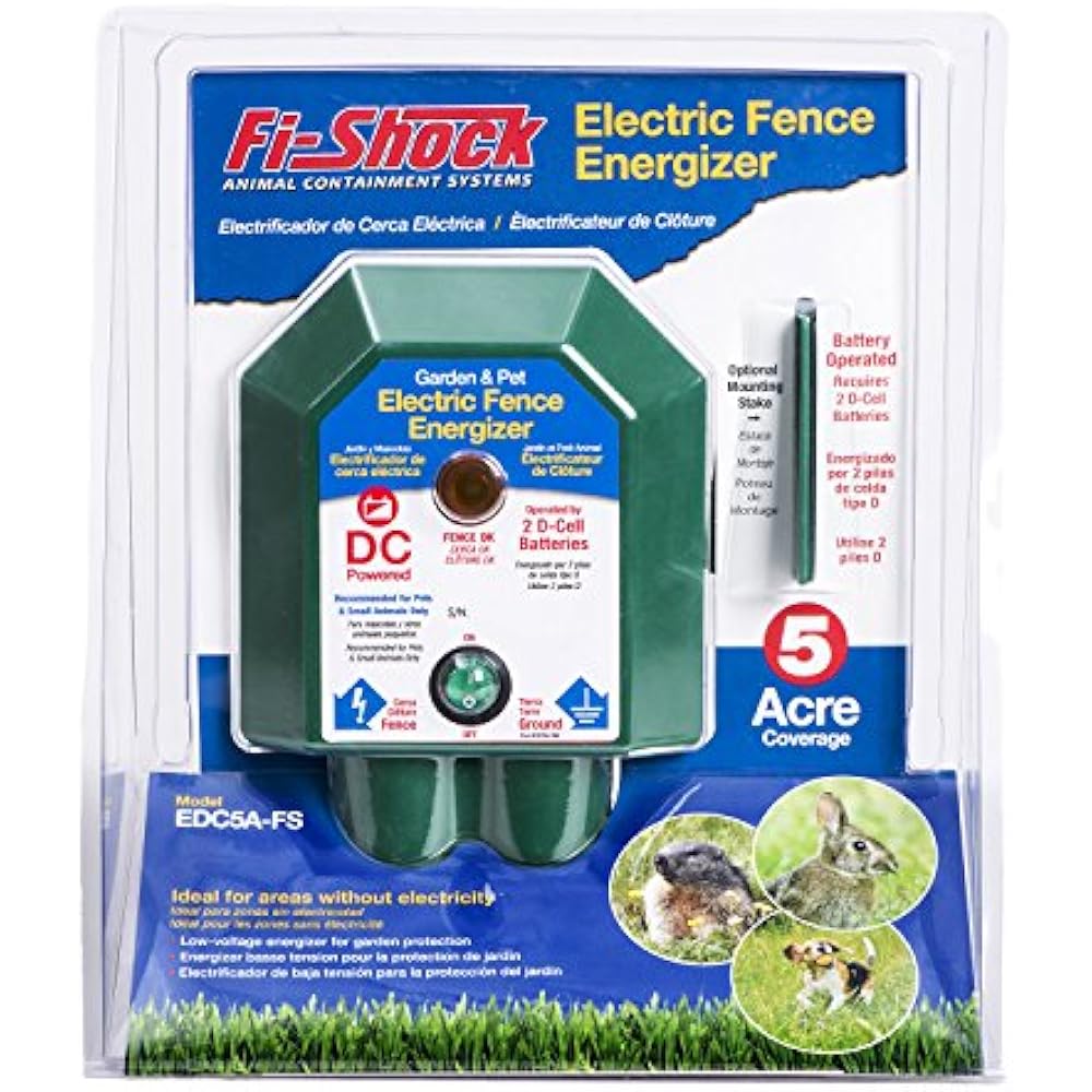 FiShock Electric Fence Garden " Pet Energizer 5 Acre Coverage EDC5AFS