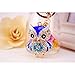 Jzcky Shzrp Lovely Owl Shape Crystal Rhinestone Keychain Key Chain Sparkling Key Ring Charm Purse Pendant Handbag Bag Decoration Holiday Gift(Blue)