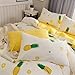 BuLuTu Pineapple 3 Pieces Kids Bedding Duvet Cover Sets Queen Cotton Cream/Off White for Boys Girls,Super Soft Bedding Collections Full,Love Gifts for Her,Him,Teens,Daughter,Child,Friend,No Comforter