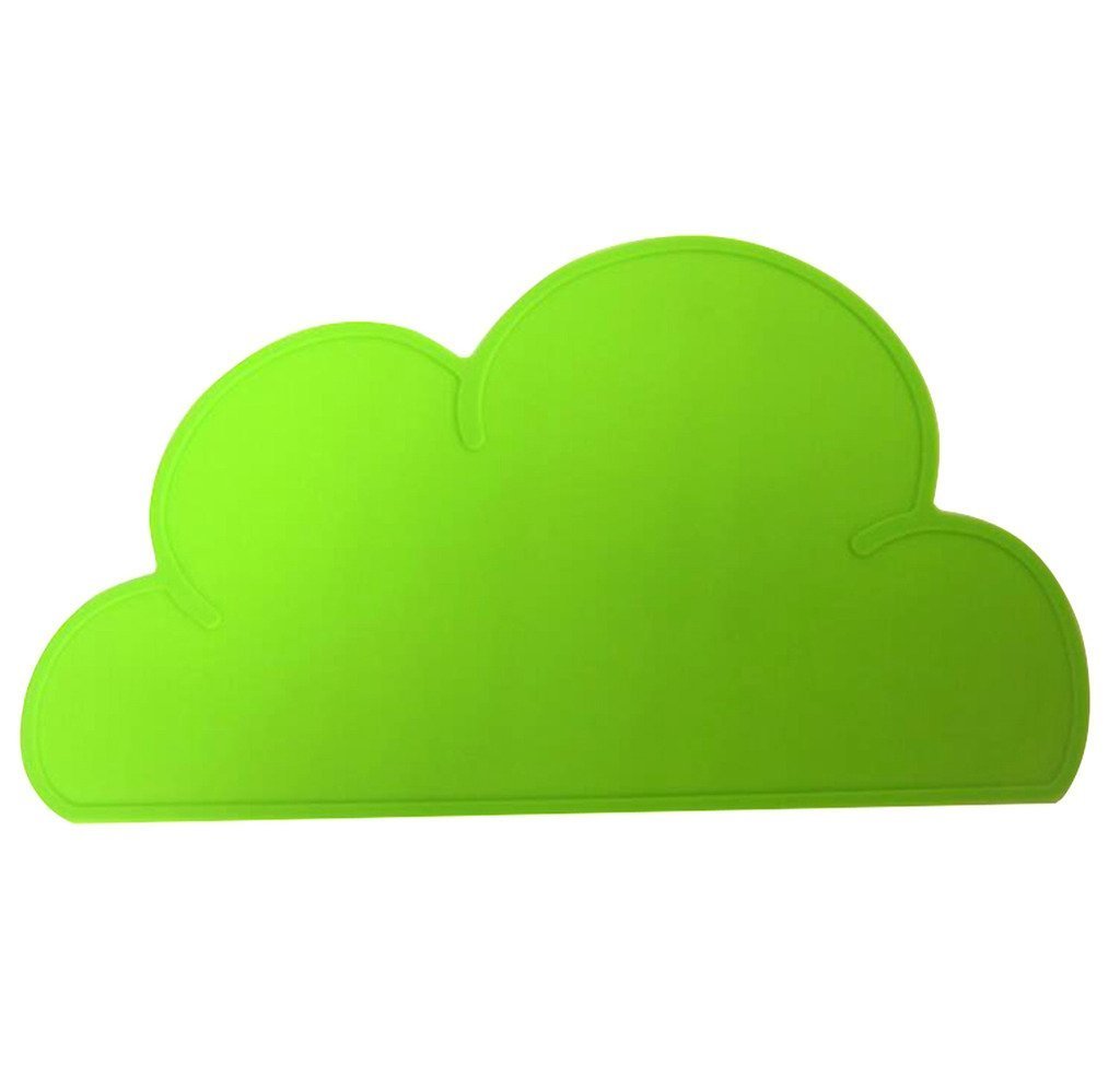 Addfun®Kids Silicone Cloud Placemat Non Slip Table Mat Protector Dining Decoration Portable Baby Table Mats(Green)