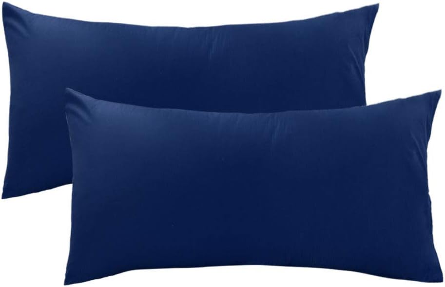 KP Linen Standard Size Navy Blue Pillow Shams Set of 2 Luxury 400