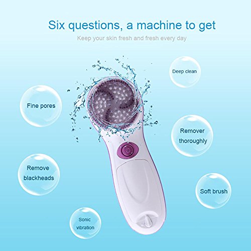 Pawaca 5 in 1 Electric Facial Cleansing Brush Kit with Case, 360 Degree Rotating Deep Clean and Exfoliating Spin Face Massager Skin Care Tool with 5 Replacement Attachments